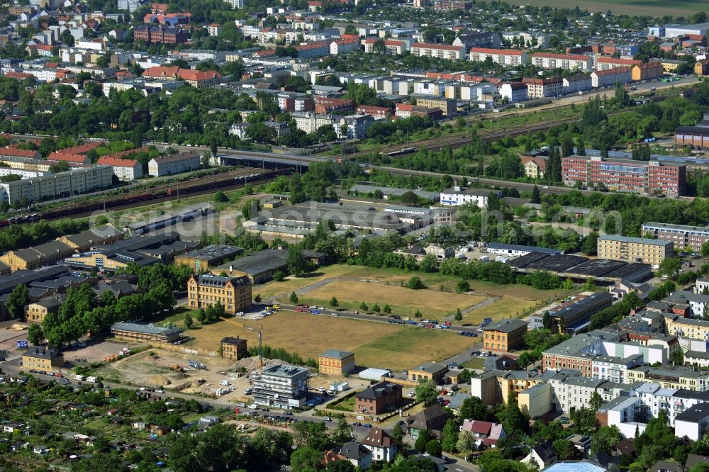 Magdeburg from the bird's eye view: Development area of industrial wasteland the former slaughterhouse site in Magdeburg in the state Saxony-Anhalt