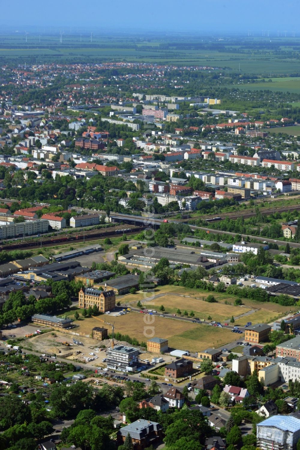 Aerial image Magdeburg - Development area of industrial wasteland the former slaughterhouse site in Magdeburg in the state Saxony-Anhalt