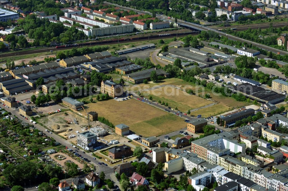 Magdeburg from above - Development area of industrial wasteland the former slaughterhouse site in Magdeburg in the state Saxony-Anhalt