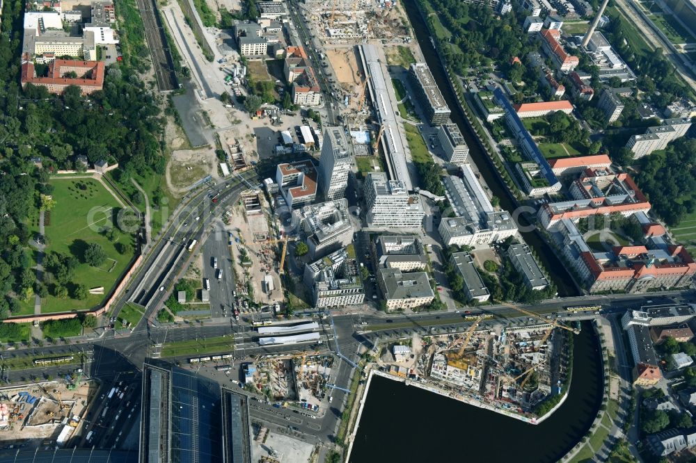 Berlin from above - Development area of industrial wasteland of Europa City along the Heidestrasse in the district Moabit in Berlin, Germany