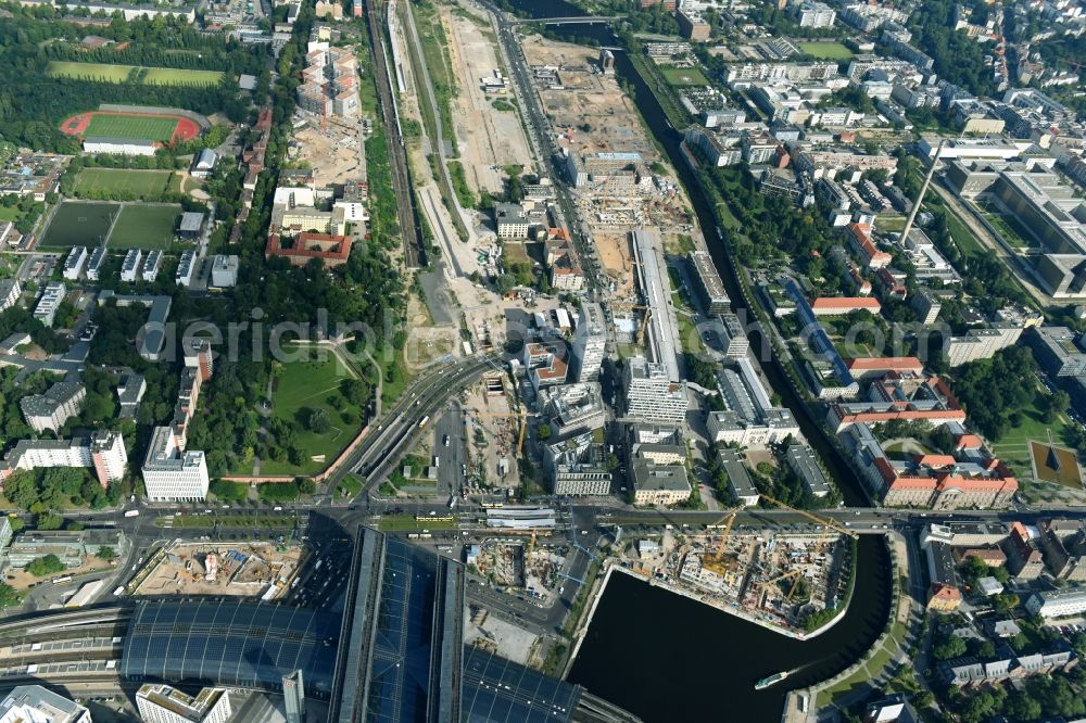 Aerial photograph Berlin - Development area of industrial wasteland of Europa City along the Heidestrasse in the district Moabit in Berlin, Germany