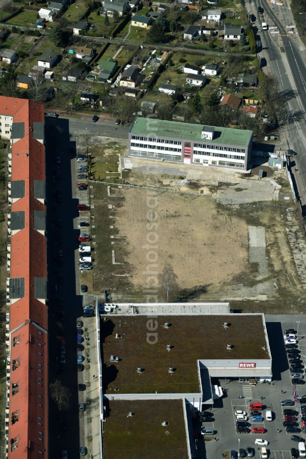 Berlin from the bird's eye view: Development area of industrial wasteland Fuststrasse - Mentelinstrasse - Rummelsburger Strasse in Berlin in Germany