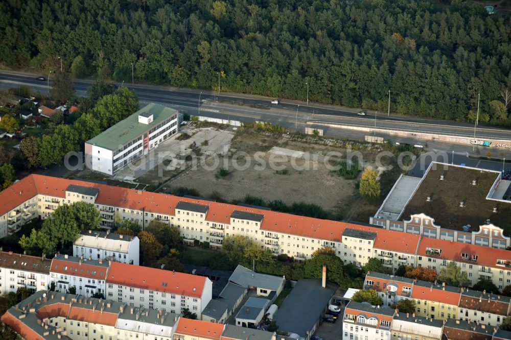 Berlin from the bird's eye view: Development area of industrial wasteland Fuststrasse - Mentelinstrasse - Rummelsburger Strasse in Berlin in Germany