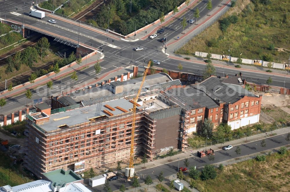 Aerial photograph Berlin - Development area of industrial wasteland Gelaende of Alten Schlachthof on Eldenaer Strasse - Thaerstrasse in the district Friedrichshain in Berlin, Germany