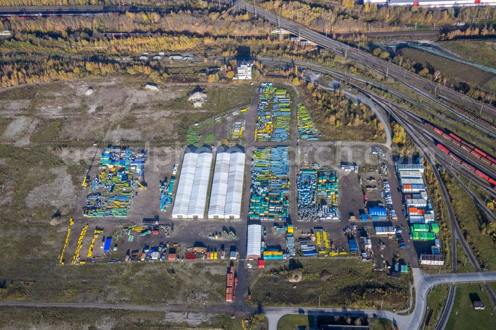 Dortmund from above - Development area of the industrial chain on the site of the former Westfalenhuette at the Thyssenkrupp area in Dortmund, North Rhine-Westphalia