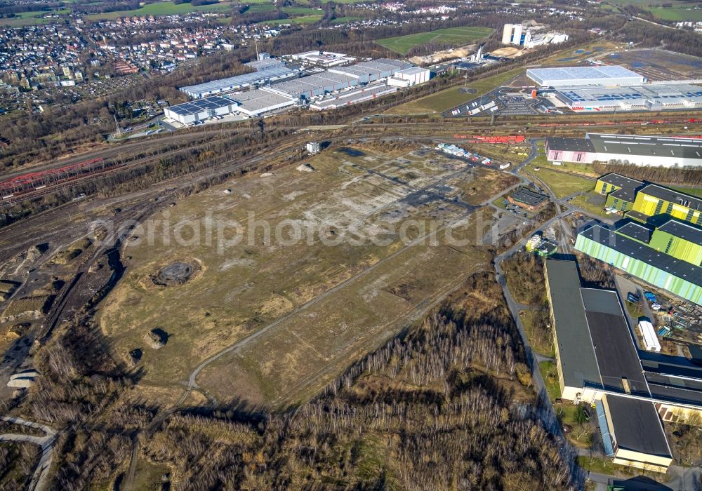 Dortmund from the bird's eye view: Development area of the industrial chain on the site of the former Westfalenhuette at the Thyssenkrupp area in Dortmund, North Rhine-Westphalia