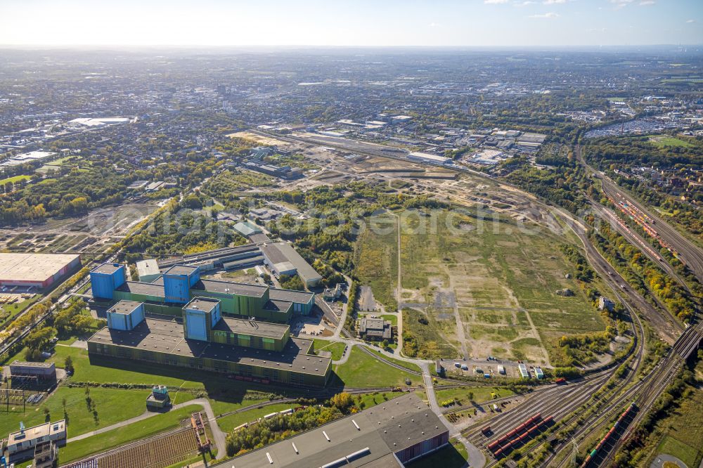 Aerial photograph Dortmund - Development area of the industrial chain on the site of the former Westfalenhuette at the Thyssenkrupp area in Dortmund, North Rhine-Westphalia