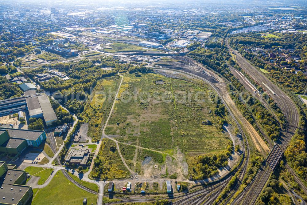 Dortmund from the bird's eye view: Development area of the industrial chain on the site of the former Westfalenhuette in Dortmund, North Rhine-Westphalia