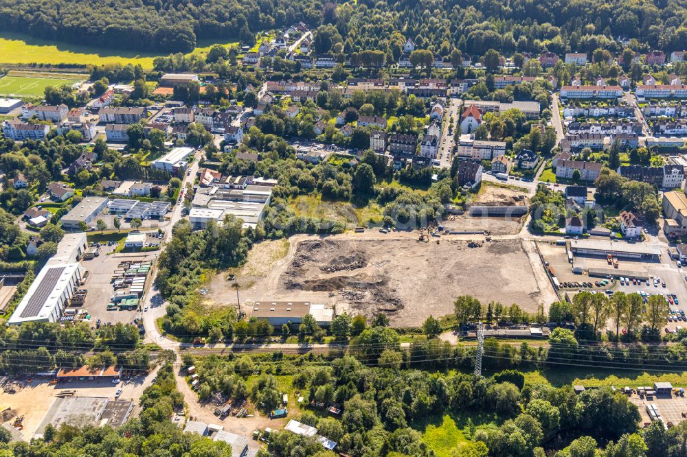 Gevelsberg from the bird's eye view: Development area of industrial wasteland on street Oststrasse in the district Heck in Gevelsberg at Ruhrgebiet in the state North Rhine-Westphalia, Germany