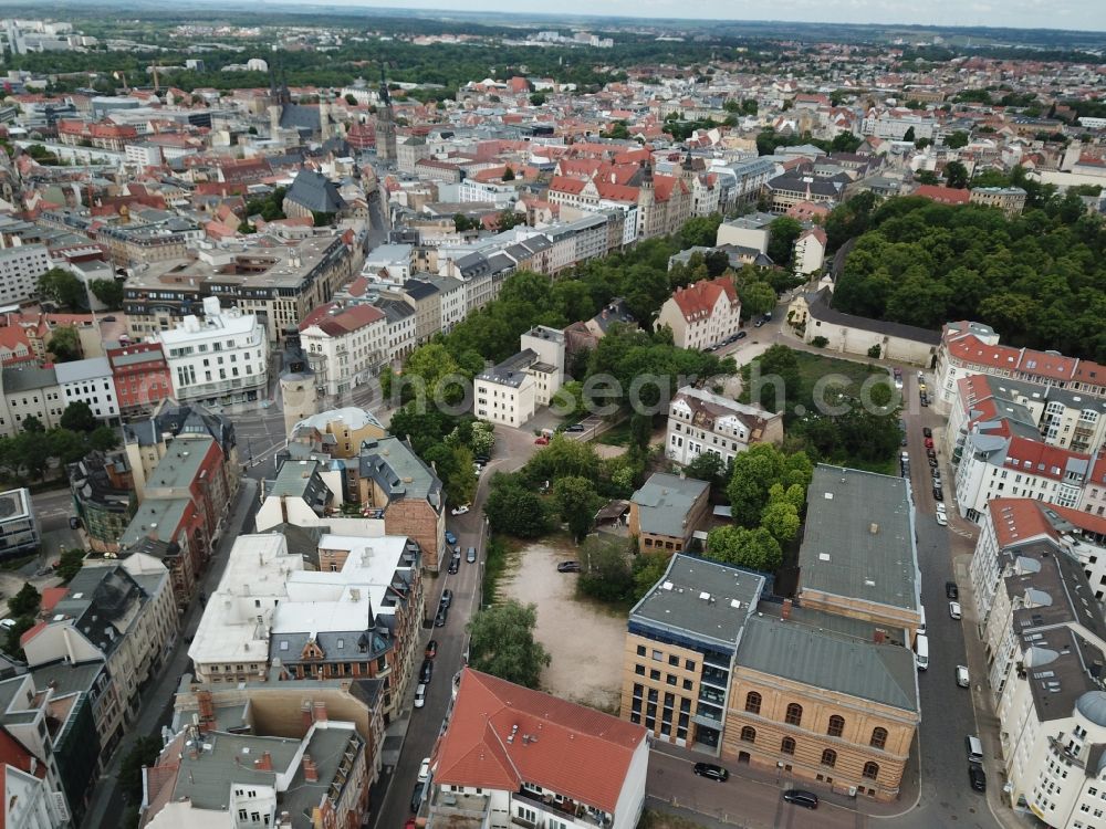 Halle (Saale) from above - Development area of industrial wasteland Gottesackertrasse - Toepferplan in Halle (Saale) in the state Saxony-Anhalt, Germany