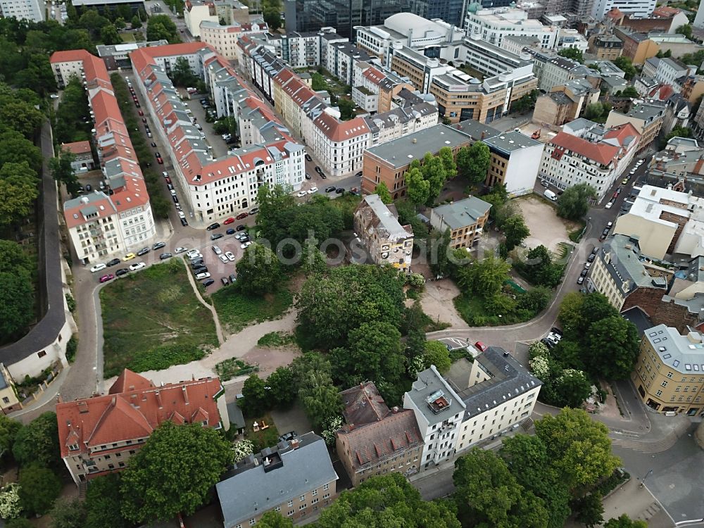 Aerial image Halle (Saale) - Development area of industrial wasteland Gottesackertrasse - Toepferplan in Halle (Saale) in the state Saxony-Anhalt, Germany