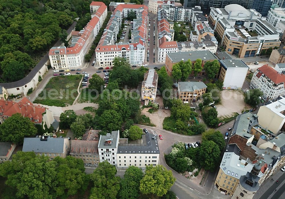 Aerial photograph Halle (Saale) - Development area of industrial wasteland Gottesackertrasse - Toepferplan in Halle (Saale) in the state Saxony-Anhalt, Germany