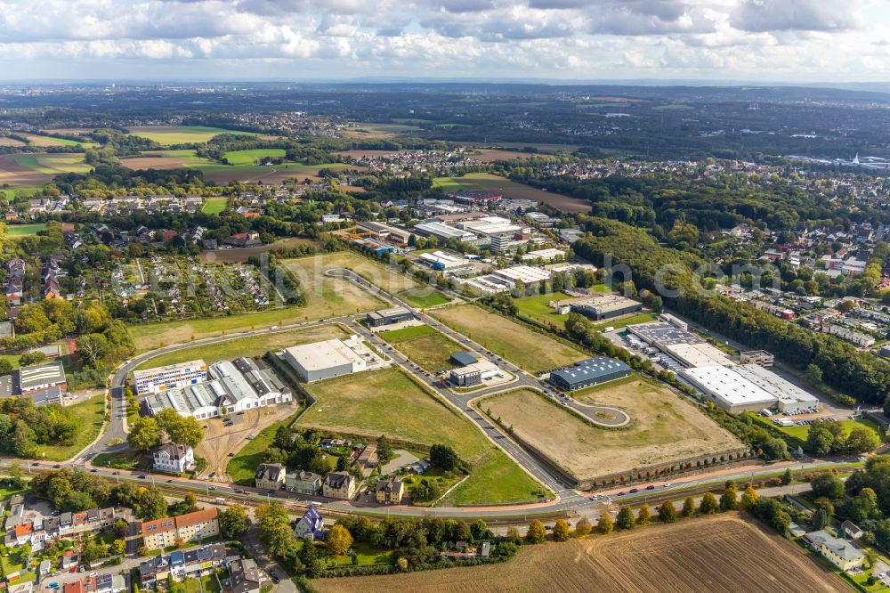 Bochum from above - Development area of industrial wasteland Hiltrop on Castroper Hellweg in Bochum in the state North Rhine-Westphalia