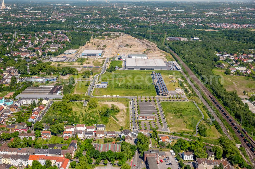 Gelsenkirchen from the bird's eye view: Development area of industrial wasteland Industriepark Schalker Verein in Gelsenkirchen at Ruhrgebiet in the state North Rhine-Westphalia, Germany