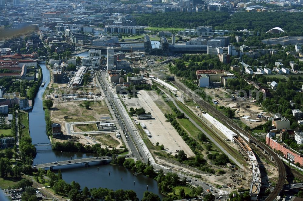 Berlin from above - Development area of industrial wasteland Lehrter Strasse Destrict Wedding in Berlin, Germany