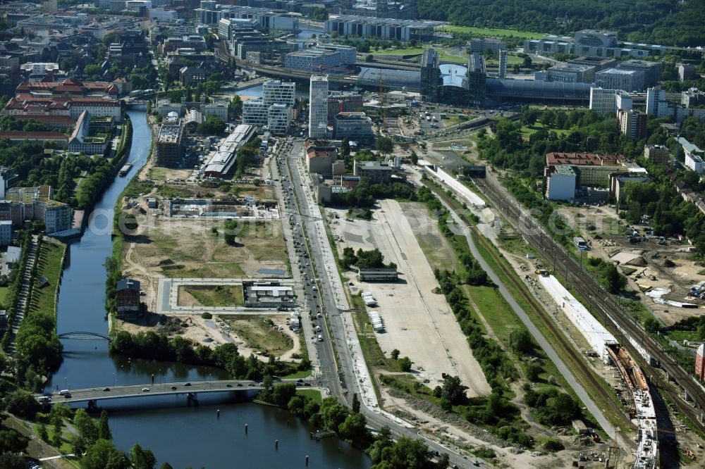 Aerial image Berlin - Development area of industrial wasteland Lehrter Strasse Destrict Wedding in Berlin, Germany