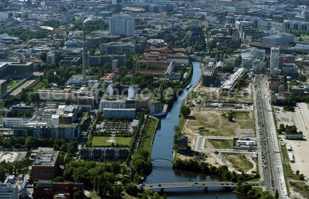 Berlin from above - Development area of industrial wasteland Lehrter Strasse Destrict Wedding in Berlin, Germany