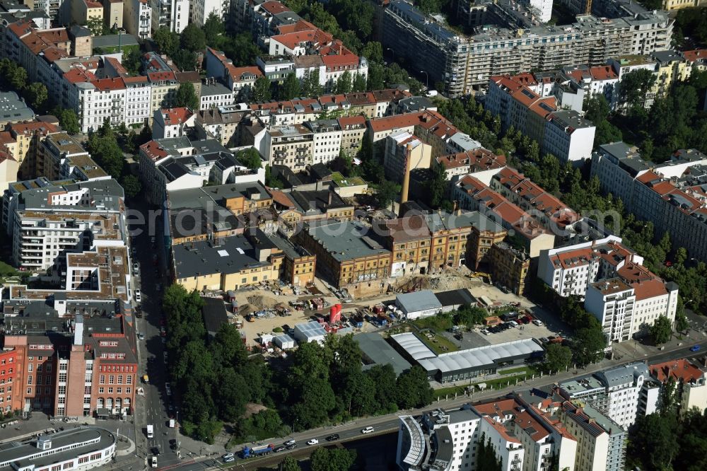 Berlin from the bird's eye view: Development area of industrial wasteland with new buildings of Fab Lab Berlin on Prenzlauer Allee in Berlin