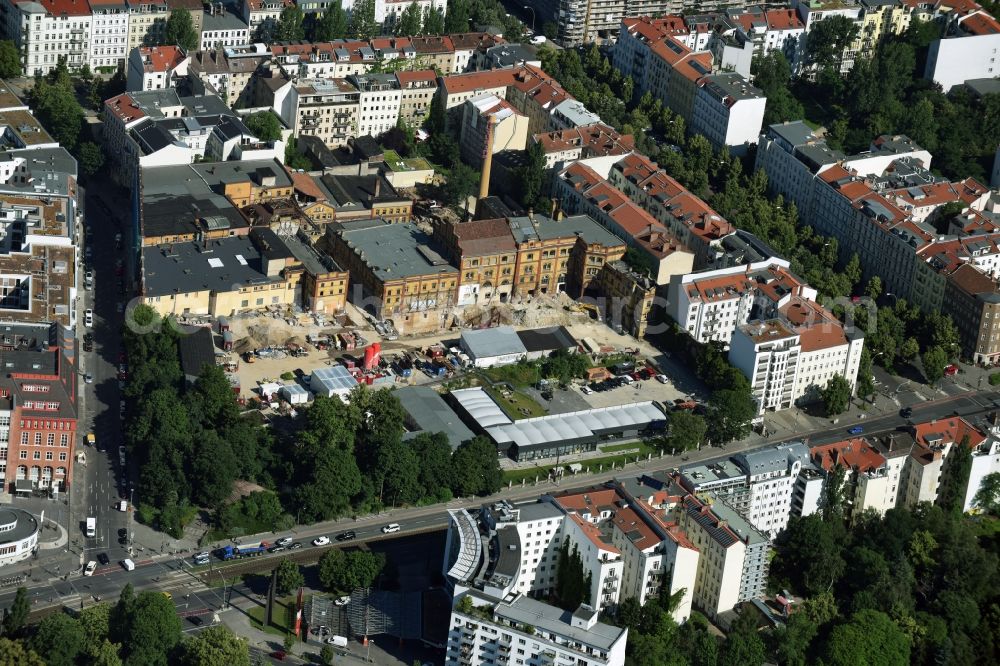 Aerial photograph Berlin - Development area of industrial wasteland with new buildings of Fab Lab Berlin on Prenzlauer Allee in Berlin