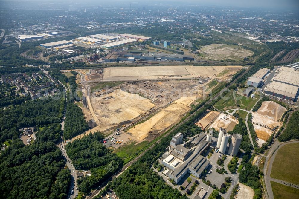 Dortmund from the bird's eye view: Development area of industrial wasteland on Rueschebrinkstrasse in the district Scharnhorst in Dortmund in the state North Rhine-Westphalia, Germany