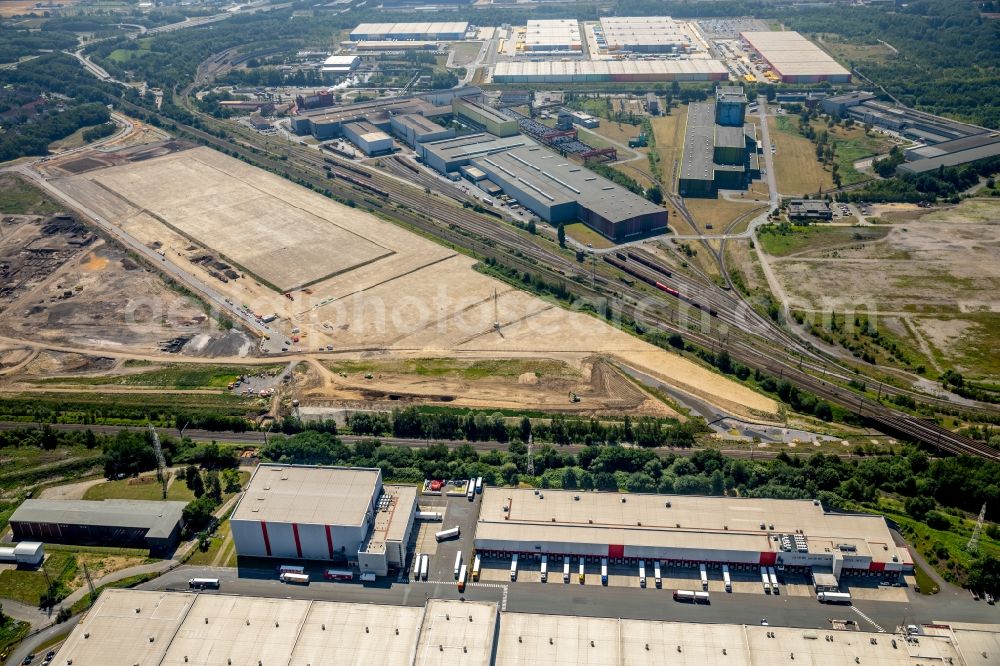 Dortmund from the bird's eye view: Development area of industrial wasteland on Rueschebrinkstrasse in the district Scharnhorst in Dortmund in the state North Rhine-Westphalia, Germany