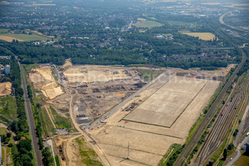 Dortmund from above - Development area of industrial wasteland on Rueschebrinkstrasse in the district Scharnhorst in Dortmund in the state North Rhine-Westphalia, Germany