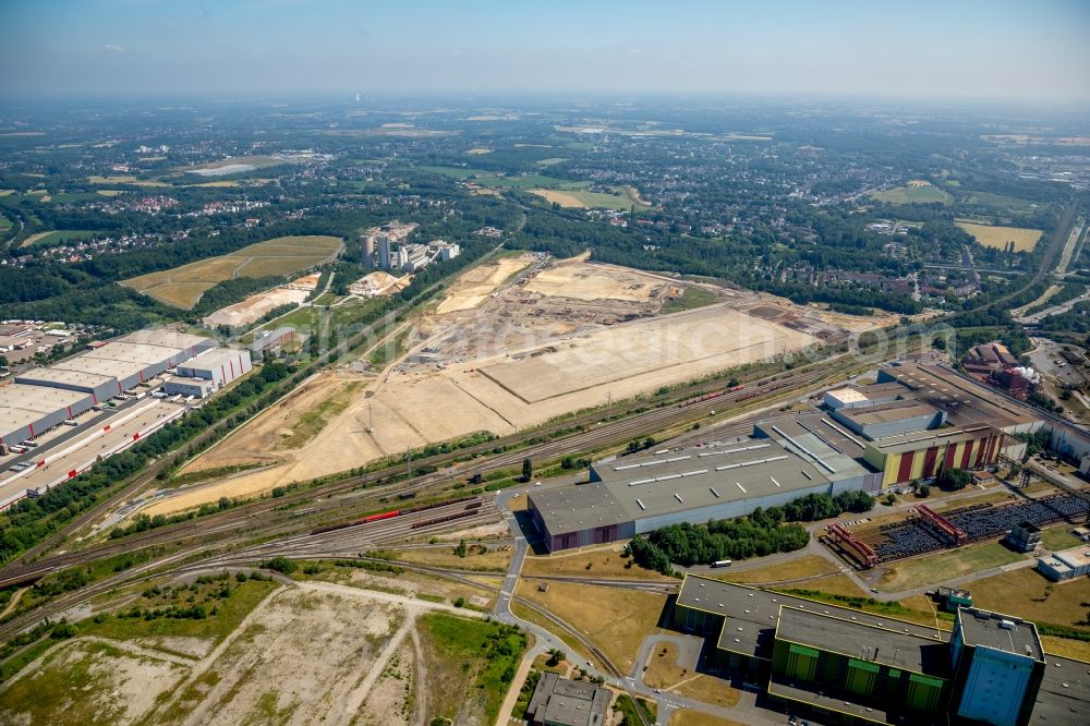 Dortmund from the bird's eye view: Development area of industrial wasteland on Rueschebrinkstrasse in the district Scharnhorst in Dortmund in the state North Rhine-Westphalia, Germany