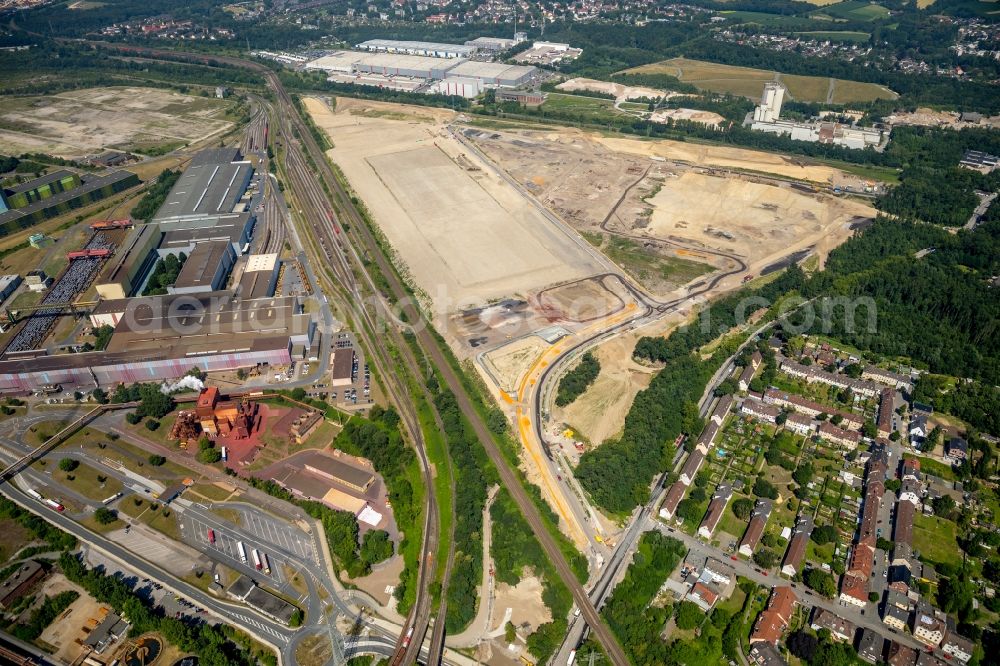 Dortmund from the bird's eye view: Development area of industrial wasteland on Rueschebrinkstrasse in the district Scharnhorst in Dortmund in the state North Rhine-Westphalia, Germany