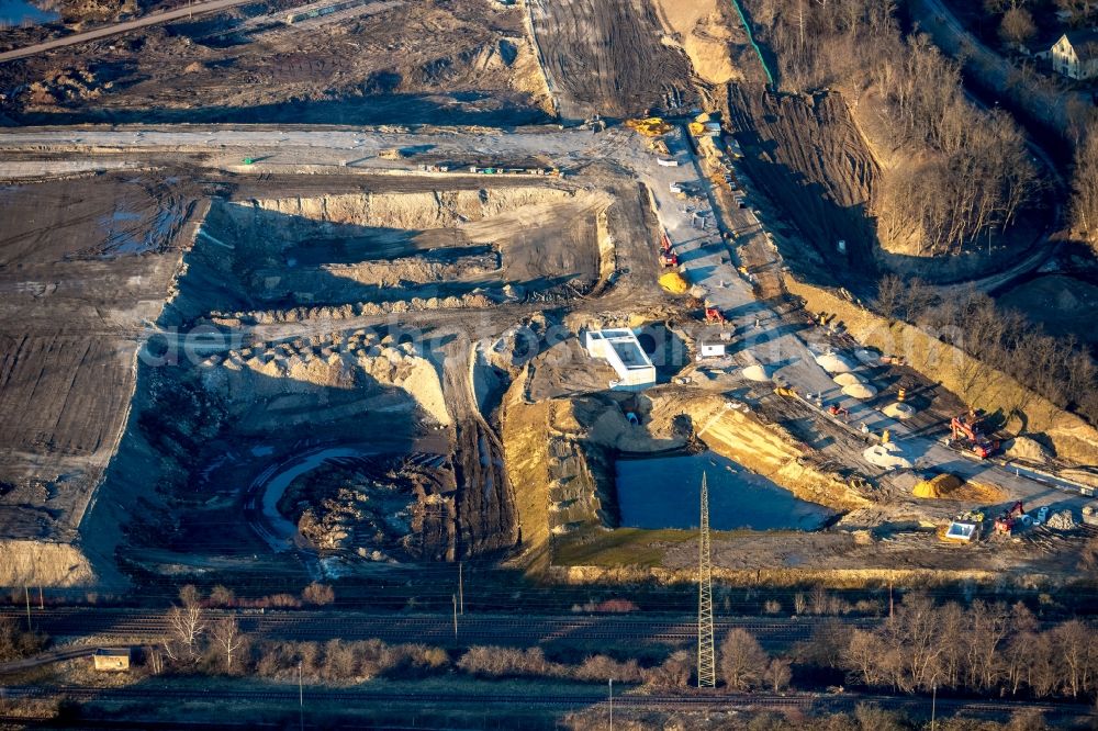 Dortmund from the bird's eye view: Development area of industrial wasteland on Rueschebrinkstrasse in the district Scharnhorst in Dortmund in the state North Rhine-Westphalia, Germany