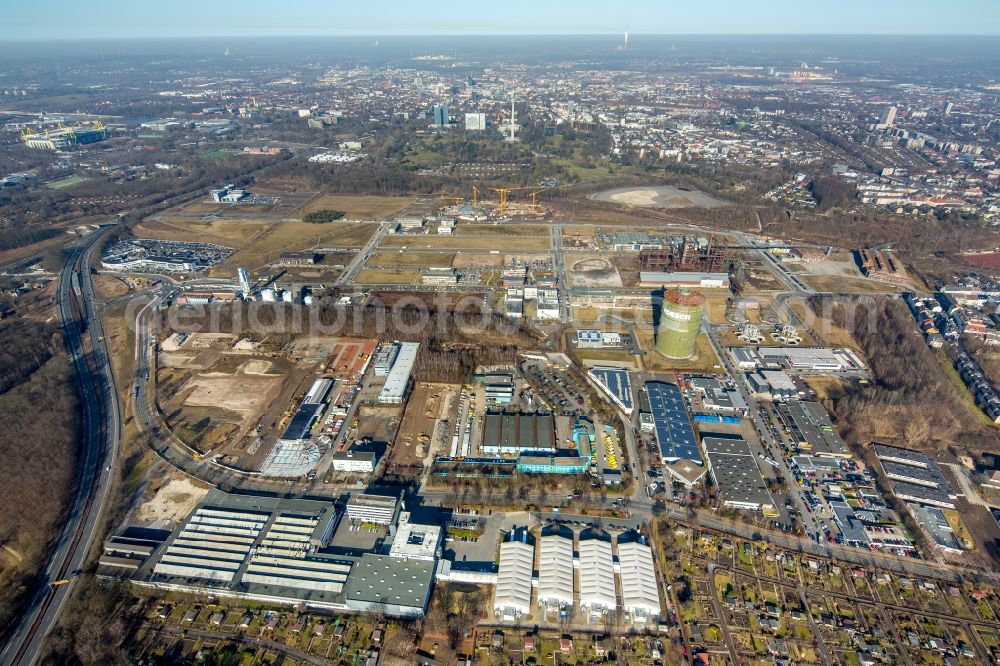 Aerial image Dortmund - Development area of industrial wasteland Phoenix-West in the district Hoerde in Dortmund in the state North Rhine-Westphalia