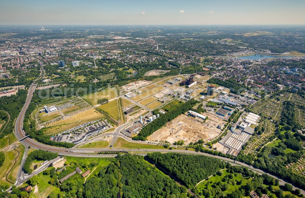 Dortmund from the bird's eye view: Development area of industrial wasteland Phoenix-West in the district Hoerde in Dortmund in the state North Rhine-Westphalia