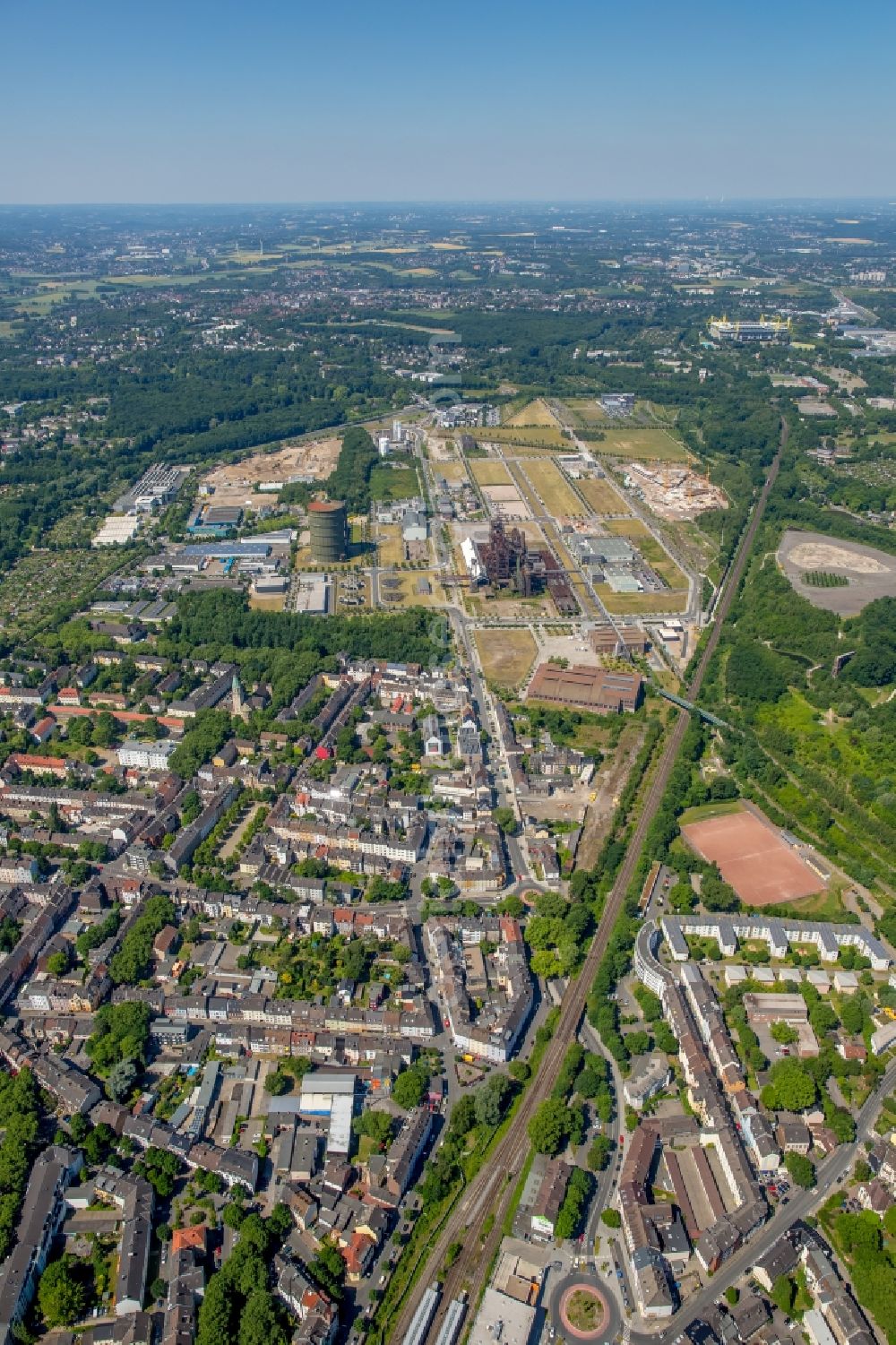 Aerial photograph Dortmund - Development area of industrial wasteland Phoenix-West in the district Hoerde in Dortmund in the state North Rhine-Westphalia