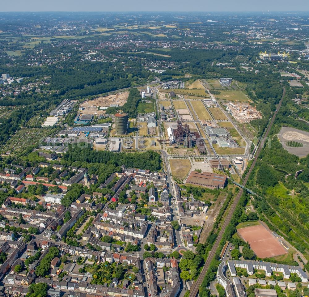 Dortmund from above - Development area of industrial wasteland Phoenix-West in the district Hoerde in Dortmund in the state North Rhine-Westphalia