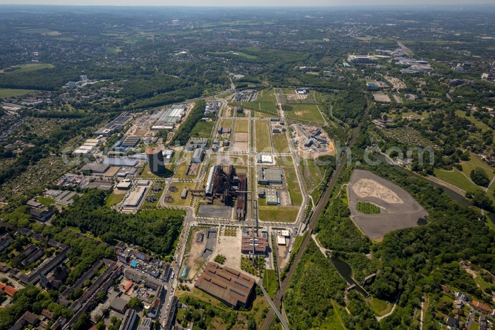 Dortmund from the bird's eye view: Development area of industrial wasteland Phoenix-West in the district Hoerde in Dortmund in the state North Rhine-Westphalia