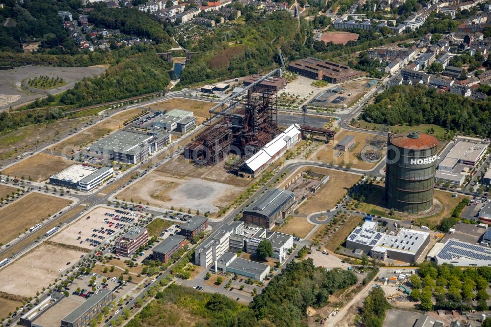 Dortmund from the bird's eye view: Development area of industrial wasteland Phoenix-West in the district Hoerde in Dortmund in the state North Rhine-Westphalia