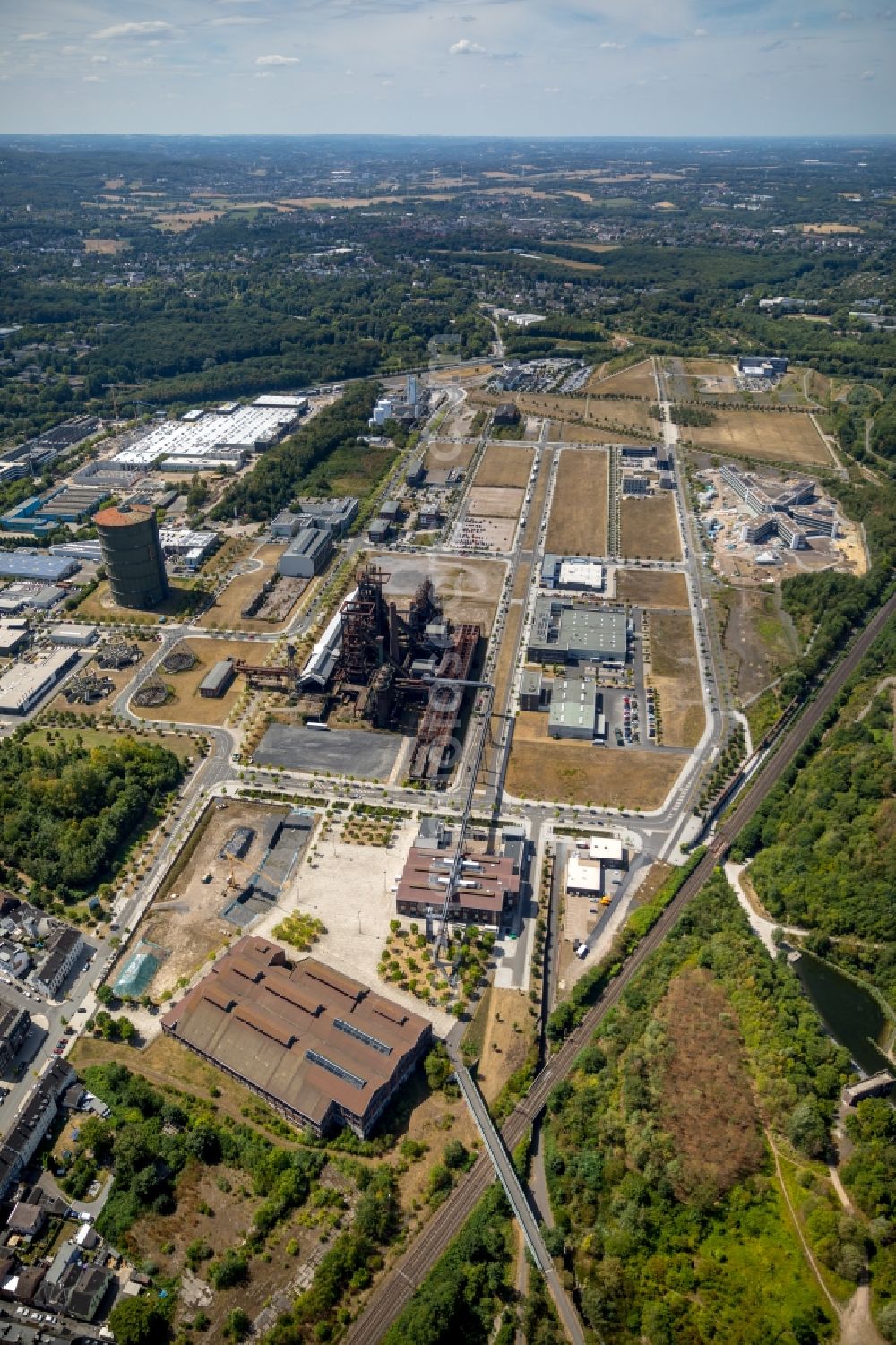 Dortmund from above - Development area of industrial wasteland Phoenix-West in the district Hoerde in Dortmund in the state North Rhine-Westphalia