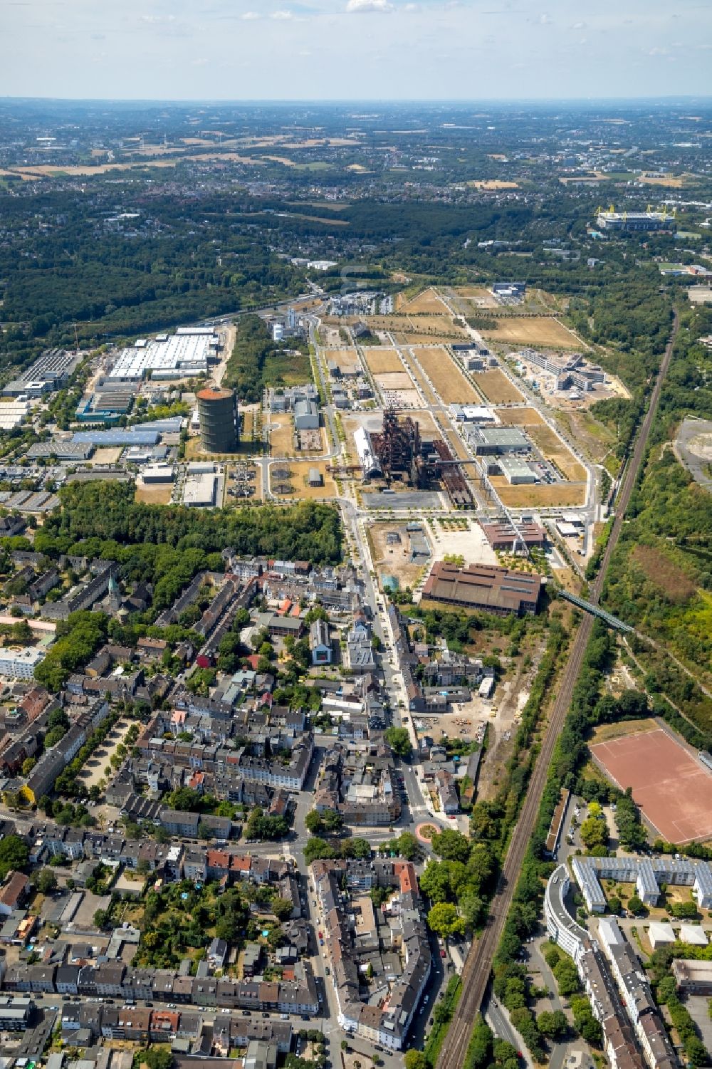 Aerial image Dortmund - Development area of industrial wasteland Phoenix-West in the district Hoerde in Dortmund in the state North Rhine-Westphalia