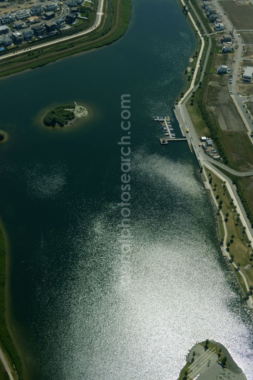 Dortmund from the bird's eye view: Development area of industrial wasteland Phoenix See in Dortmund in the state North Rhine-Westphalia