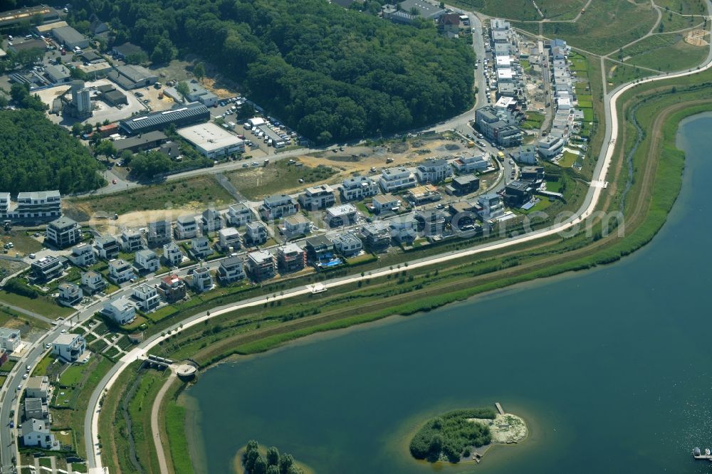 Aerial image Dortmund - Development area of industrial wasteland Phoenix See in Dortmund in the state North Rhine-Westphalia