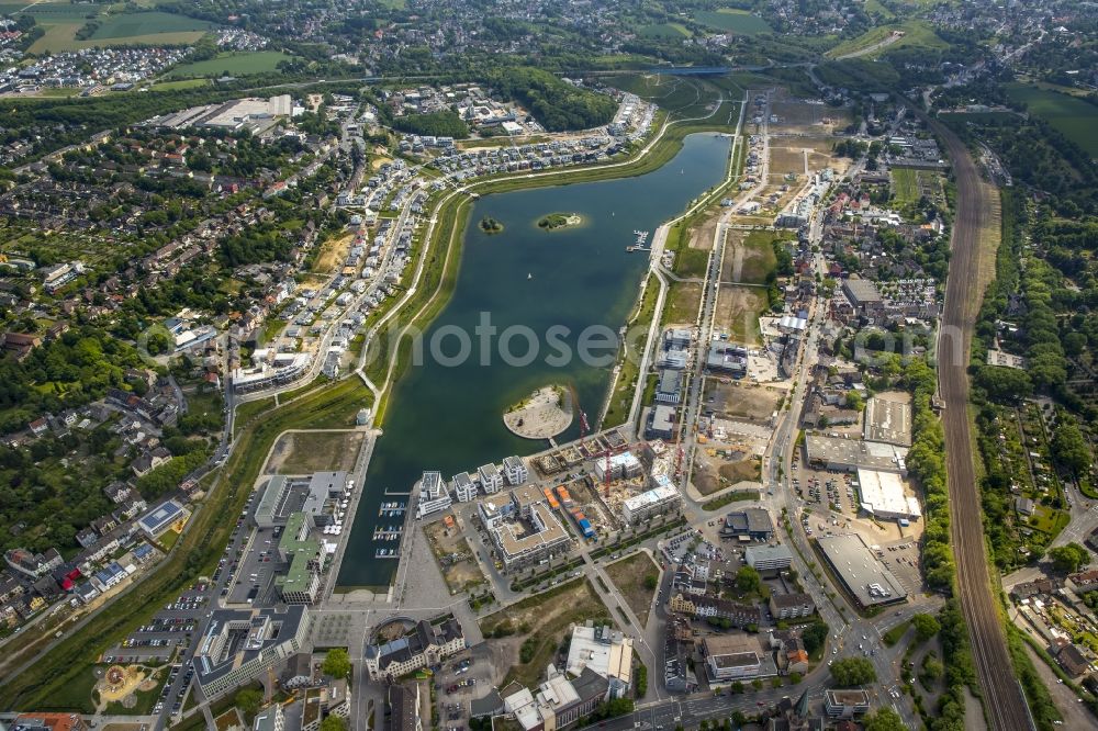 Dortmund from above - Development area of industrial wasteland Phoenix See in Dortmund in the state North Rhine-Westphalia