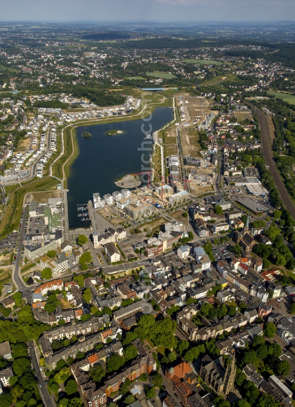 Aerial image Dortmund - Development area of industrial wasteland Phoenix See in Dortmund in the state North Rhine-Westphalia