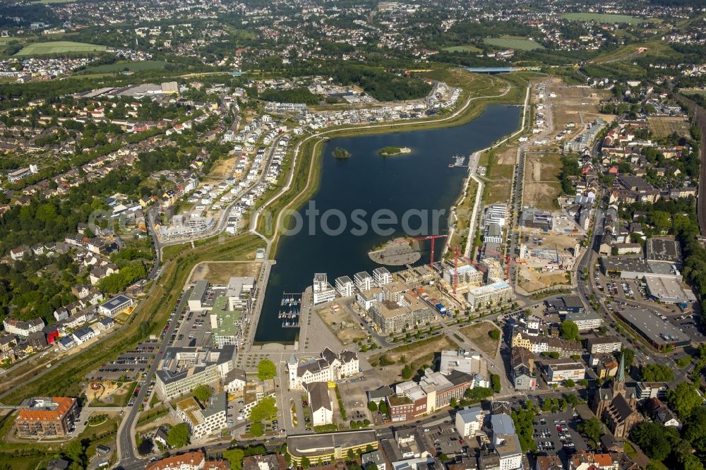 Dortmund from above - Development area of industrial wasteland Phoenix See in Dortmund in the state North Rhine-Westphalia