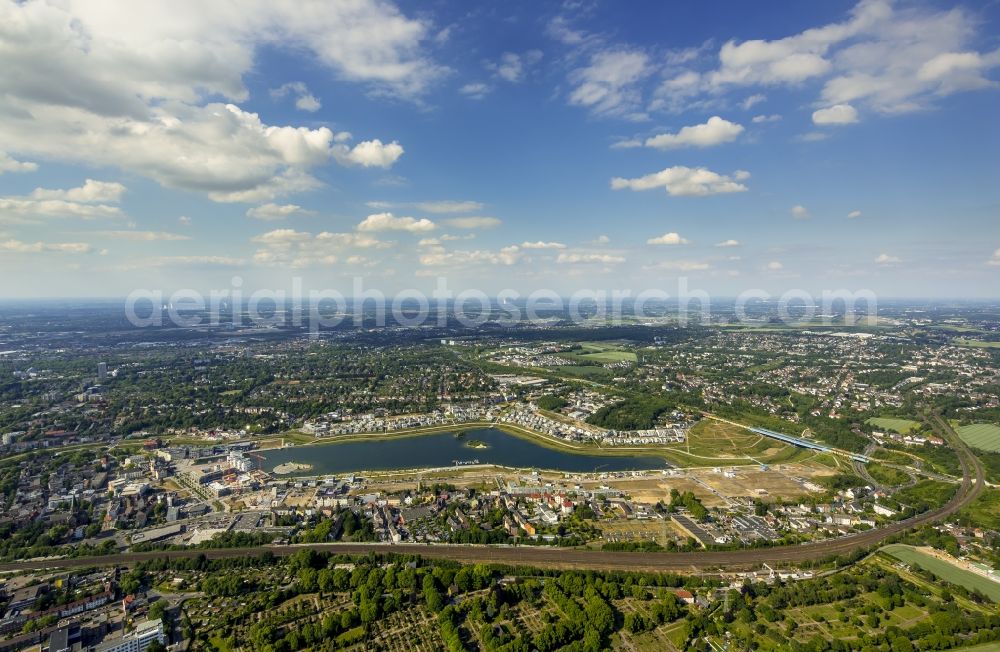 Dortmund from the bird's eye view: Development area of industrial wasteland Phoenix See in Dortmund in the state North Rhine-Westphalia