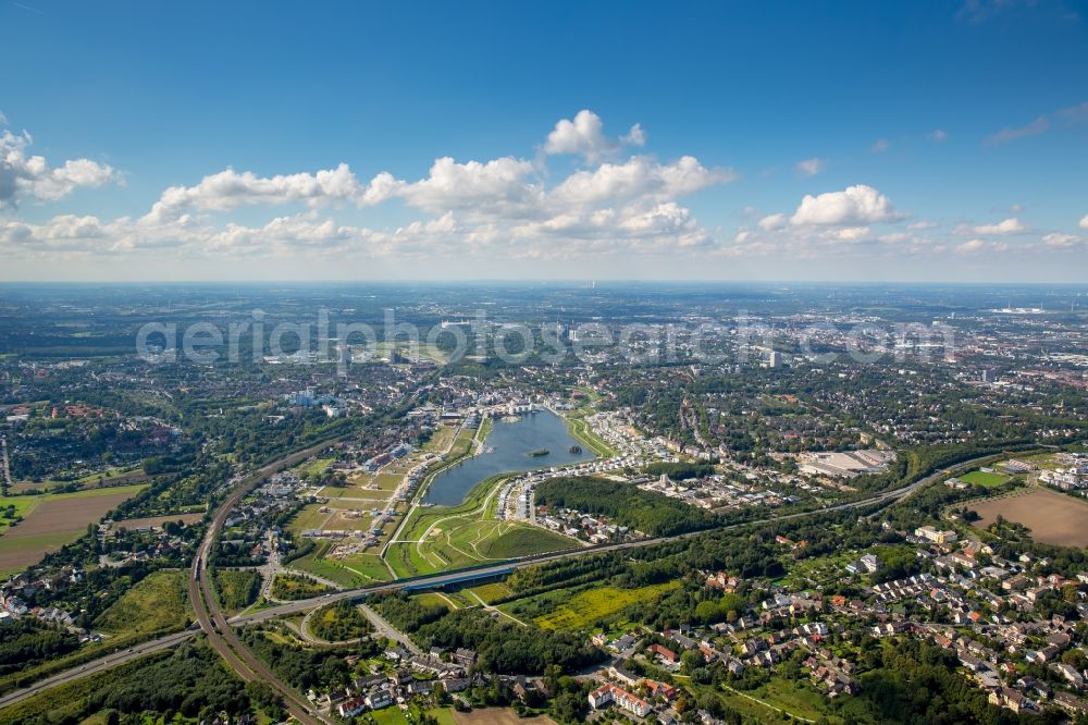 Aerial photograph Dortmund - Development area of industrial wasteland Phoenix See in Dortmund in the state North Rhine-Westphalia