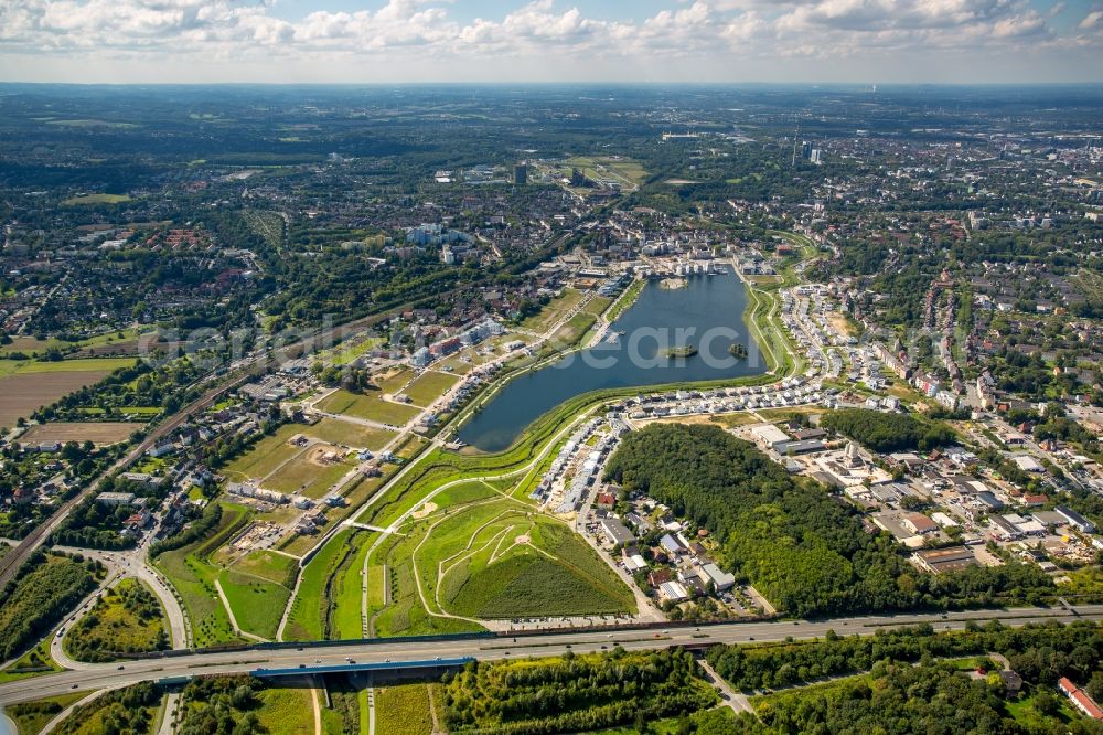 Aerial image Dortmund - Development area of industrial wasteland Phoenix See in Dortmund in the state North Rhine-Westphalia