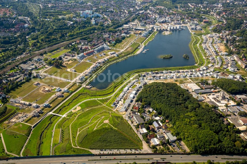 Aerial photograph Dortmund - Development area of industrial wasteland Phoenix See in Dortmund in the state North Rhine-Westphalia