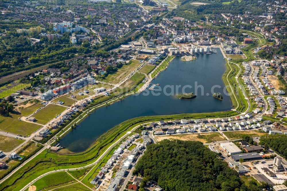 Dortmund from above - Development area of industrial wasteland Phoenix See in Dortmund in the state North Rhine-Westphalia