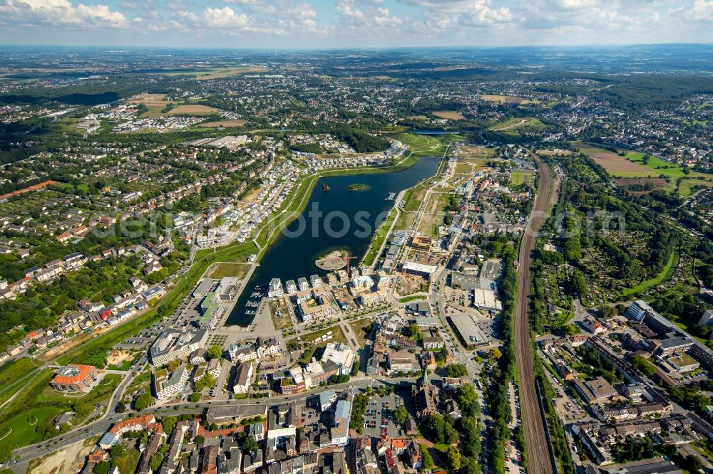 Dortmund from above - Development area of industrial wasteland Phoenix See in Dortmund in the state North Rhine-Westphalia