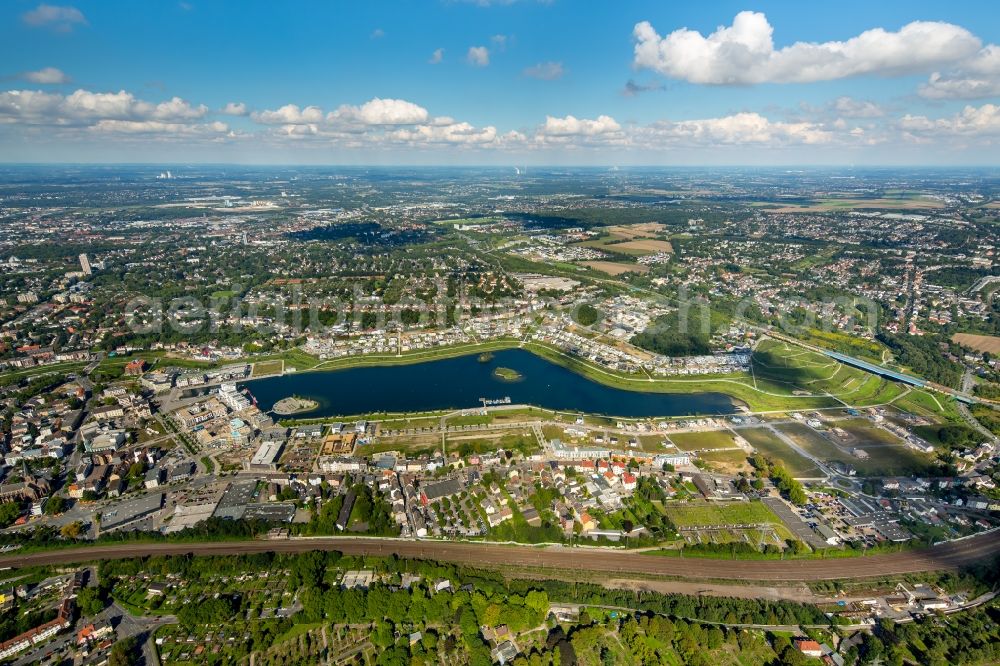 Dortmund from the bird's eye view: Development area of industrial wasteland Phoenix See in Dortmund in the state North Rhine-Westphalia