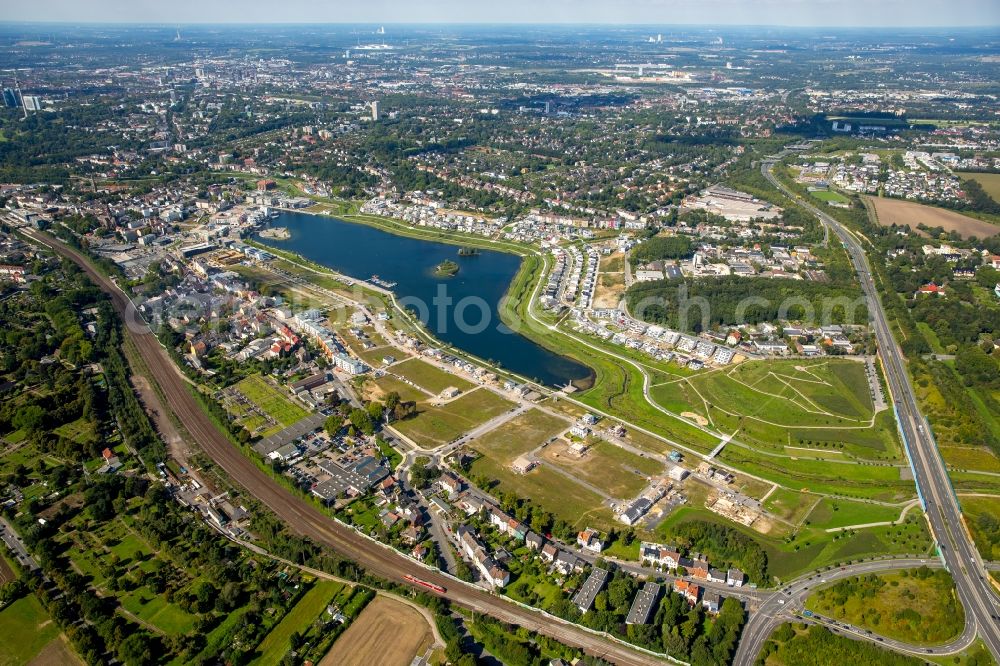 Aerial image Dortmund - Development area of industrial wasteland Phoenix See in Dortmund in the state North Rhine-Westphalia